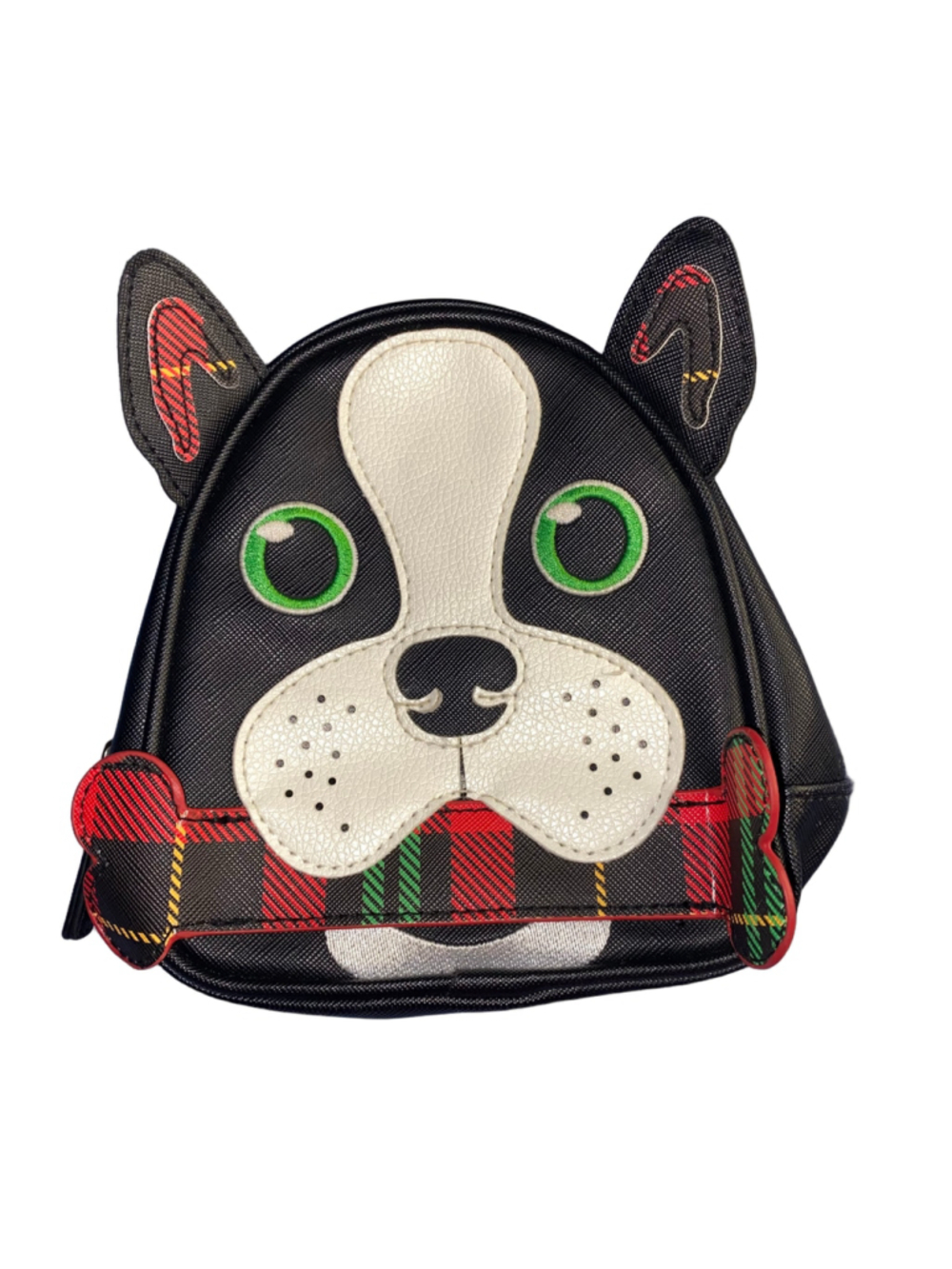 Women's Dog Face Coin Purse mini Bag One Size Black White Tartan